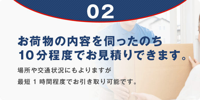 02 お荷物の内容を伺ったのち10分程度でお見積りできます。